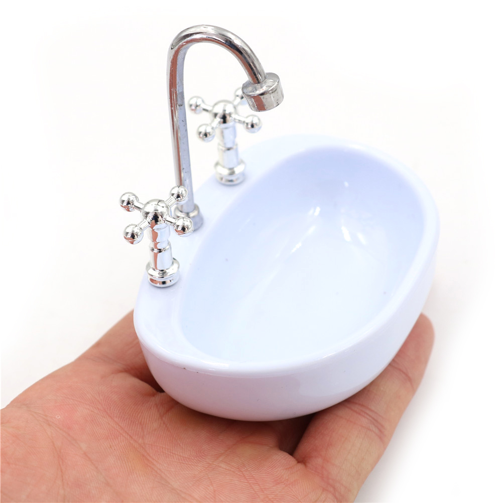 1/12 Doll House Miniature Wooden Washstand Wash Basin Sink Bathroom Accessories