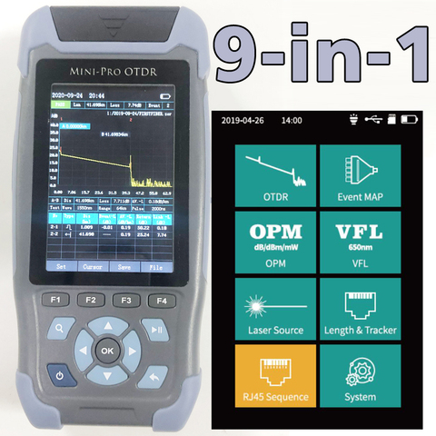 980REV Mini Pro OTDR Reflectometer 9 Functions in 1 Device OPM OLS VFL Event Map RJ45 Ethernet Cable Sequence Distance Tracker ► Photo 1/6