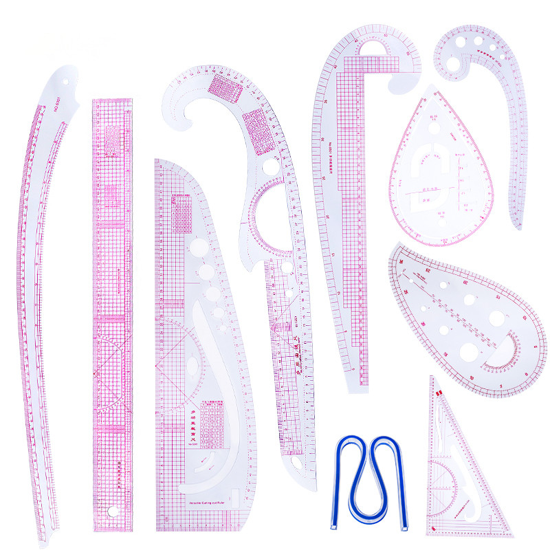 New Multi-function Plastic French Curve Sewing Ruler Tailor Ruler Design  Making Clothing 360 Degree Bend