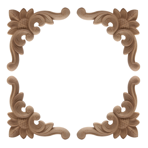 Ornamental Retro Decor Antique Long Large Rose Wooden Cabinet Doors Corner Wood Applique Wood Decal Wood Craft Wood Mouldings ► Photo 1/6
