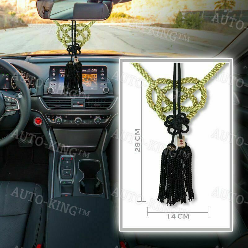 Auto Car Accessory VIP Charm Junction Produce For JDM Fusa Black Kiku JP  Knot Gold Kin Tsuna Rope Style_8888