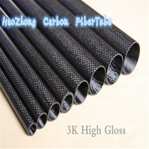 500mm long 3K Carbon Fiber Tube 5mm 6mm 7mm 8mm 9mm Roll Wrapped Carbon fiber Wing tube / Tail tube /Pipe 3K Glossy Finish ► Photo 1/4