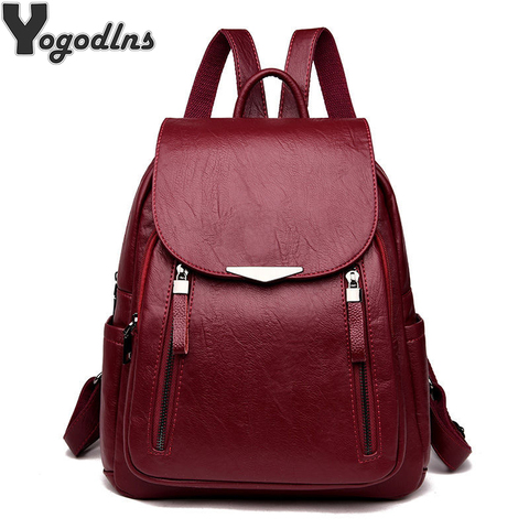 Women's Backpack 2022 Travel Large Backpack PU Leather Handbag  Schoolbag For Girls Women's bag Female Shoulder Back mochila ► Photo 1/6