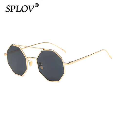 Vintage Octagon Men Sunglasses Women Metal Polygon Sun Glasses Double Beam Shades Brand Designer Eyewear Gafas De Sol UV400 ► Photo 1/6