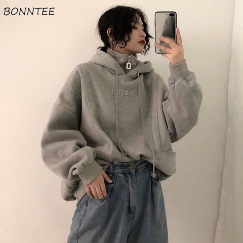 Hoodies Women Autumn Winter Trendy Korean Style Simple Casual Ulzzang High Quality Streetwear Soft Loose Solid Womens Clothing ► Photo 1/6