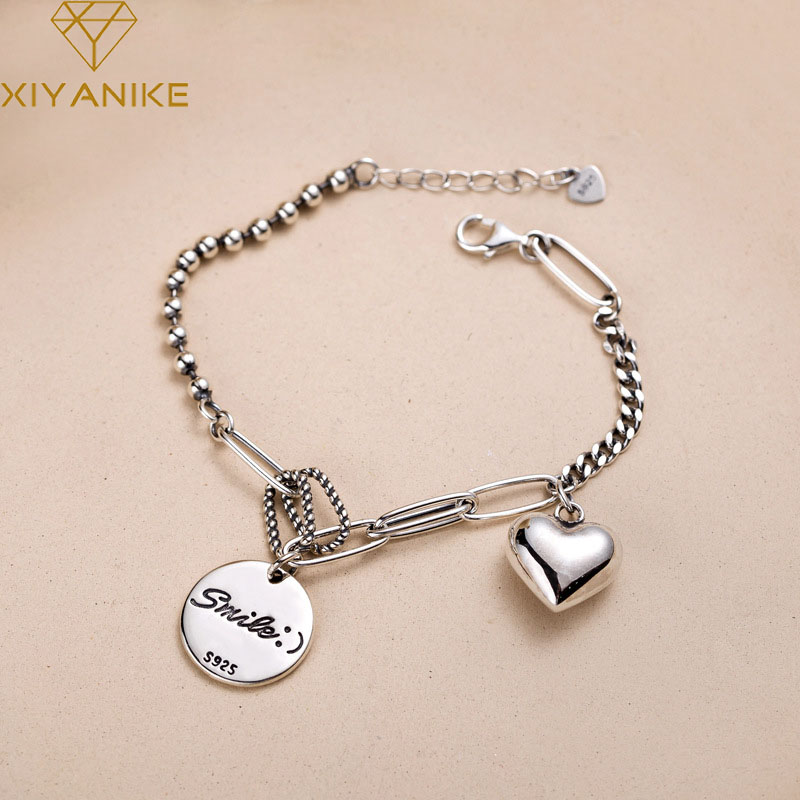 Charms 925 Sterling Silver Bracelets Bangles for Women Valentine's Days Gift Cubic Zircon Double Heart Bracelet Jewelry