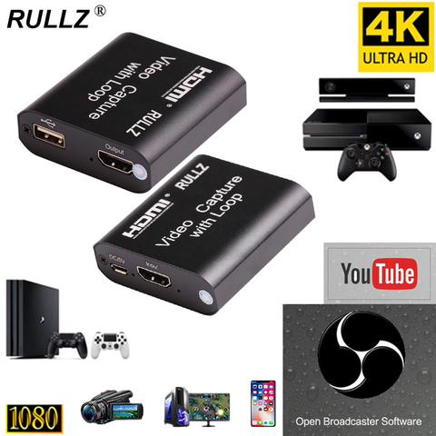 HD 1080P 4K HDMI Video Capture Card HDMI To USB 2.0 3.0 Video Capture Board Game Record Live Streaming Broadcast Local Loop Out ► Photo 1/6