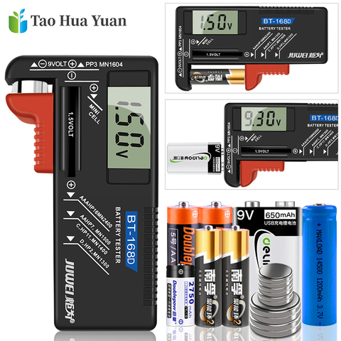 BT-168D LCD Display AA/AAA/C/D/9V/1.5V Batteries Universal Button Cell Battery Colour Coded Meter Indicate Volt Tester Checker ► Photo 1/6