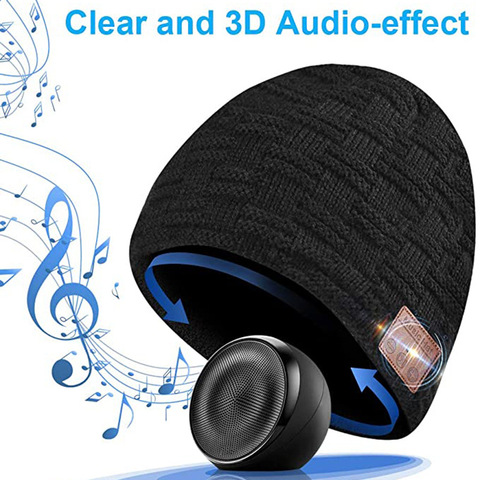 Wireless Bluetooth Headphones Stereo Earphones Soft Warm Hat Music Headset with Microphone for Handsfree ► Photo 1/6