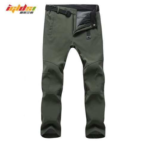 Stretch Waterproof Casual Pants Men Winter Warm Fleece Shark Skin Long Trousers Sweatpants Men's Tactical Army Work Pants S-3XL ► Photo 1/6