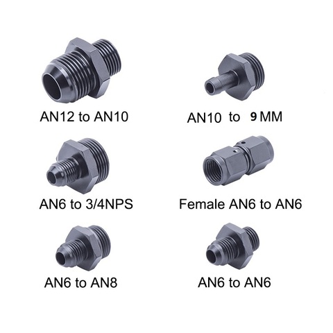 Aluminium Oil Hose Straight Fitting Hose Adapter an6 to an6,an6 to an8,AN10 to 9MM,AN10 to AN12,AN6 to 34NPS ► Photo 1/6
