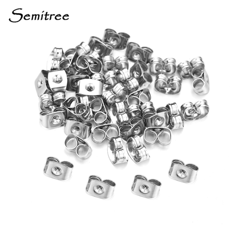 Semitree 200Pcs/lot Stainless Steel Earring Back Earrings Stopper for Diy Jewelry Making Earring Findings Crafts Accessories ► Photo 1/3
