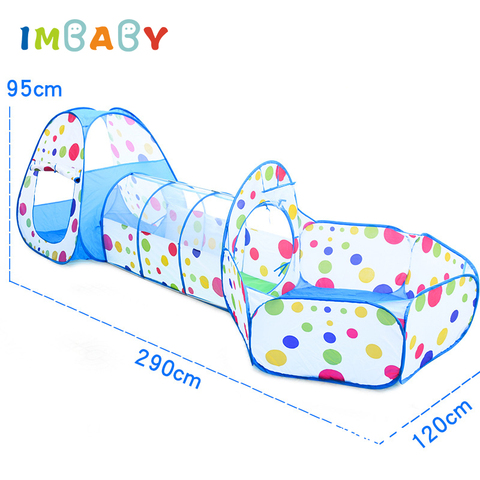 IMBABY Foldable 3 In 1 Playpen For Children Portable Kid Tipi Tent Crawling Tunnel Baby Dry Ocean Ball Fence Play Pool Connected ► Photo 1/6