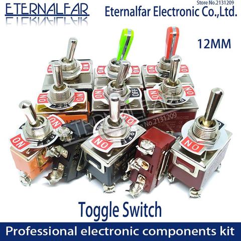 High end Quality SPST 12MM Heavy 16A 250V AC ON-OFF-ON 2 3 4 6 12 Pin Reset Rocker Toggle Switch Waterproof Boott Silver Contact ► Photo 1/5
