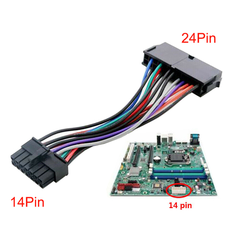 New 24 Pin To 14 Pin 18AWG ATX Power Supply Cable Cord For Lenovo IBM Dell Q77 B75 A75 Q75 Motherboard ► Photo 1/4