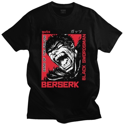 Furious Gattsu Berserk T Shirts Men Pre-shrunk Cotton Byronic Hero Guts Tee Short Sleeve Summer T-shirt Anime Manga Tops Gift ► Photo 1/6