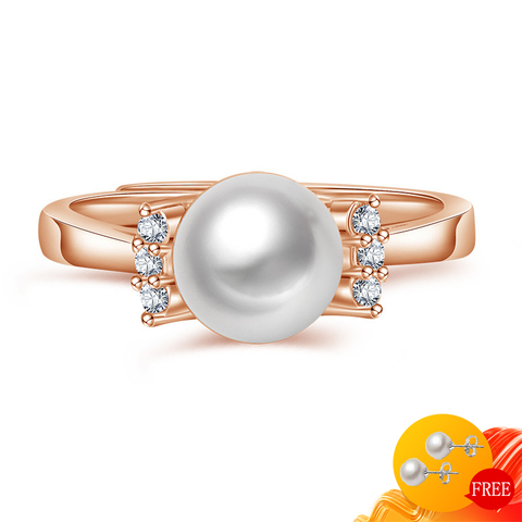 Trendy Rings 925 Silver Jewelry with Pearl Zircon Gemstone Open Finger Ring Accessories for Women Wedding Engagement Wholesales ► Photo 1/6