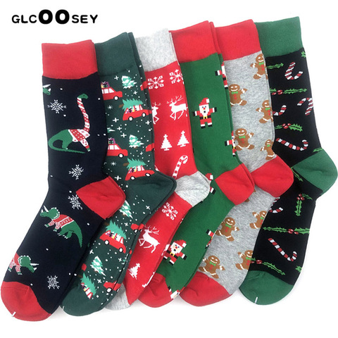 2022 Christmas Series Cotton Men Tube Socks Funny Happy Personality Cartoon Men's Long Socks absorbs Sweat Thicken Plus Sizes ► Photo 1/6