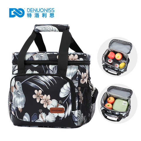 DENUONISS New 2022 Women Printed Portable Cooler Bag Leakproof 16 Cans Insulated Thermal Bag Shoulder Refrigerator Beer Bag ► Photo 1/6