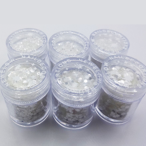 1 box 6sizes Snow,white glitter,ultra fine, high quality polyester glitter,Fluorescent White Silver Glitter.0.2-2.5 Bulk Glitter ► Photo 1/6