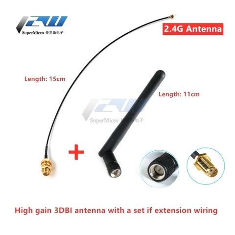 2.4GHz 3dBi WiFi 2.4G Aerial Antenna,SMA-KY,Male Wireless Router + 17cm PCI U.FL IPX to SMA-KY, ESP8266 ESP32 Male Pigtail Cable ► Photo 1/4