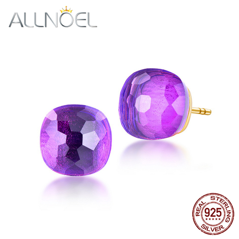 ALLNOEL Solid  925 Sterling Silver Earrings For Women Synthetic Gemstone 2022  New Stud Earrings  Candy Series Christmas Gift ► Photo 1/6