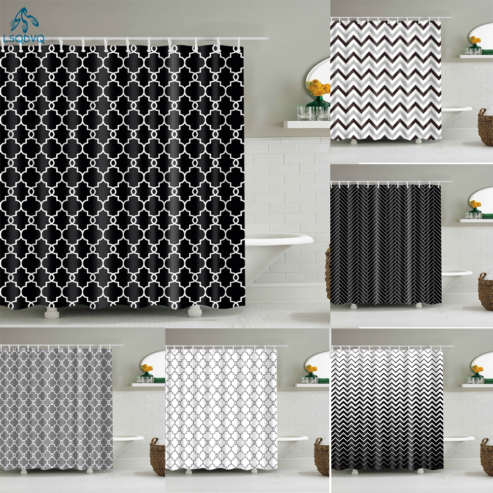 Aliexpress Er, Black And Grey Geometric Shower Curtain
