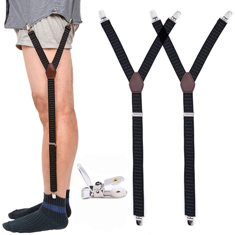 Mens Fashion Shirt Stays Garters Y Shape Military Adjustable Elastic Shirt Holders Straps Sock Non-slip Clamps Leg Suspenders ► Photo 1/6