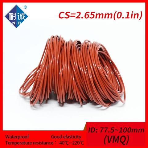 1PC/lot Silicone rubber oring Red VMQ CS 2.65mm ID77.5/87.5/90/92.5/95/97.5/100mm O Ring Gasket Silicone O-ring waterproof ► Photo 1/6