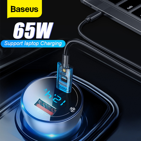 Baseus 65W Car Charger Cigarette Lighter Support Laptop QC4.0 PD 3.0 Fast Charging For iPhone 12 11 Pro Max iPad Samsung MacBook ► Photo 1/6