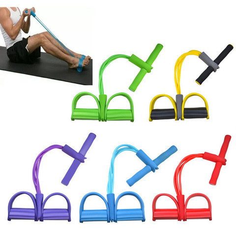 4 Tube Strong Fitness Resistance Bands Latex Pedal Exerciser Foot Pull Ropes yoga Sports Pilates fitness Slimming equipment ► Photo 1/6