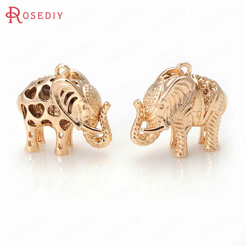 (30903-G)6PCS 17x17x7MM 24K Champagne Gold Color Brass Elephant Charms Pendants Jewelry Making Supplies Diy Findings Accessories ► Photo 1/4