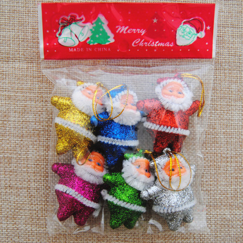 6Pcs 2022 Christmas Decorations for Home  Christmas Tree Ornaments Santa Claus Pendant Colors 2