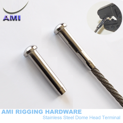 Wire End Terminal 3mm *35 T09-03-01 Dome Head Terminal Stainless Steel 316 Rope Fitting Cable Railing Deck Hardware ► Photo 1/4