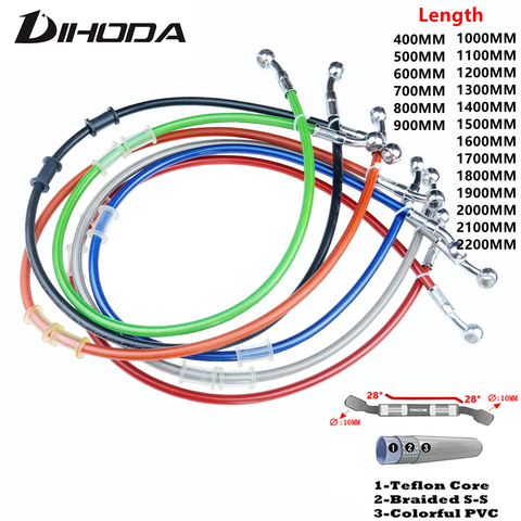 High quality 400 To 2200mm Motorcycle Hydraulic Reinforced Brake Clutch Oil Hose Line Pipe Fit ATV Dirt Pit Racing Bike MX ► Photo 1/6