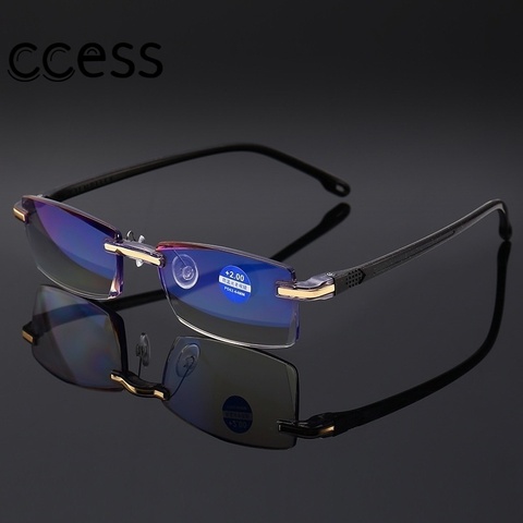 New High-end Diamond Trimming Glasses Anti Blue Light Frameless women men Glasses Reading Glasses+1.0+1.5+2.0+2.5+3.0+3.5+4.0 ► Photo 1/6