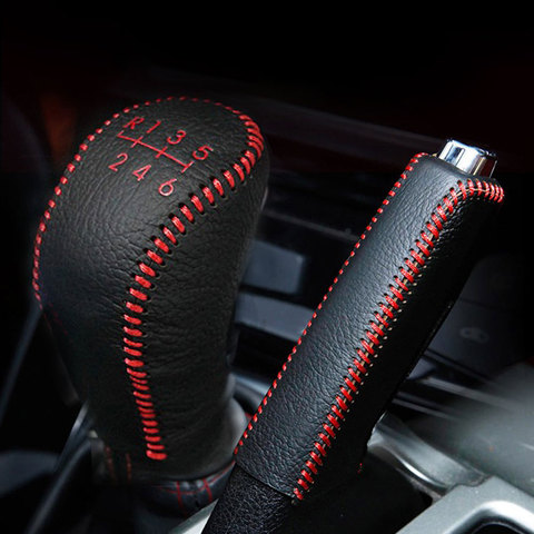 Accessories For Hyundai Creta ix25 2022 Leather Gear Head Shift Knob Cover Collars Handbrake Cover Case ► Photo 1/6