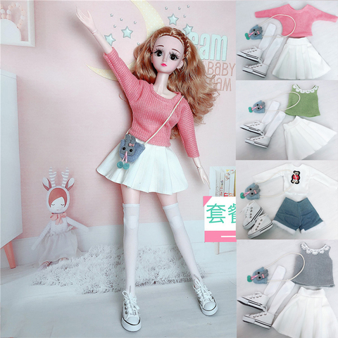 Fashion 60cm BJD Doll Cloth Female Sweater Dress with Shoes Bag Toys Dress Beauty BJD Suit Dress ► Photo 1/6