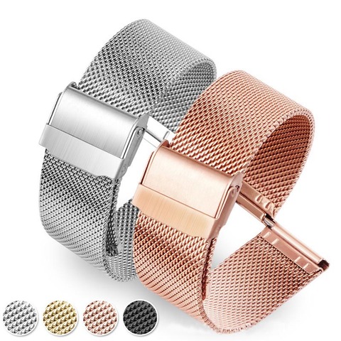 Milanese Watchband 12mm 14mm 16mm 18mm 20mm 22mm 24mm Universal Stainless Steel Metal Watch Band Strap Bracelet Black Rose Gold ► Photo 1/6