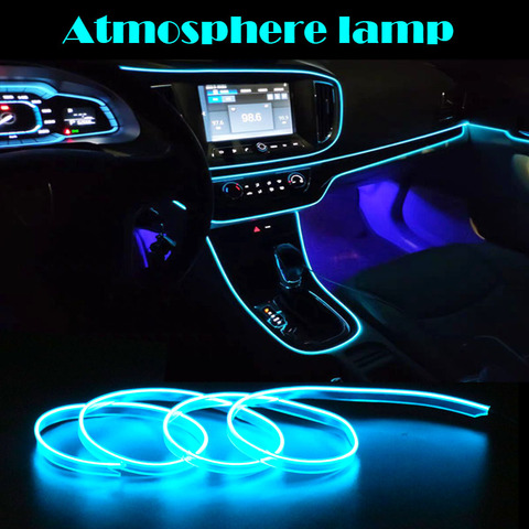 12V LED EL Wire Car Interior Atmosphere Neon String Strip Lights