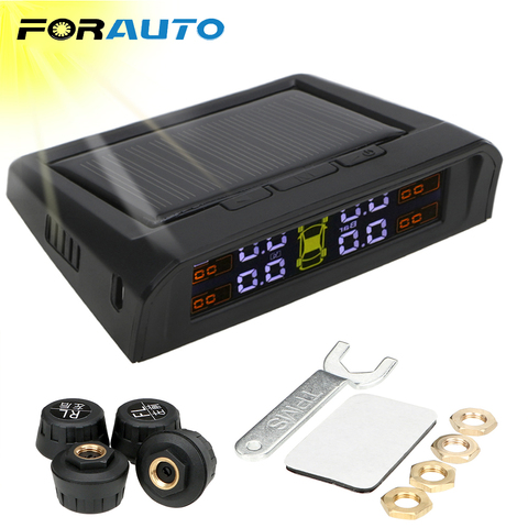 FORAUTO Smart Car TPMS Tyre Pressure Monitoring System Solar Power Digital LCD Display Auto Security Alarm Systems Tyre Pressure ► Photo 1/6