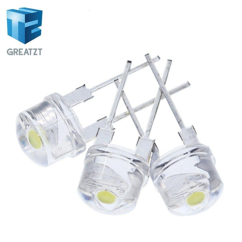 GREATZT 100PCS NEW F8 8mm 0.5W 3.0-3.2V Straw hat LED White Super bright LED lamp Wide Angle Transparent LED Lamp Strawhat LED ► Photo 1/5