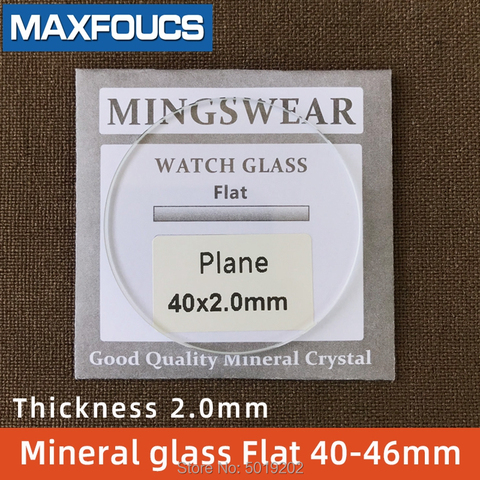 Watch glass round mineral glass  Flat  thickness 2.0 mm diameter 40 40.5 41 41.5 42 42.5 43 43.5 44 44.5 45 45.5 46mm, 1 pieces ► Photo 1/6