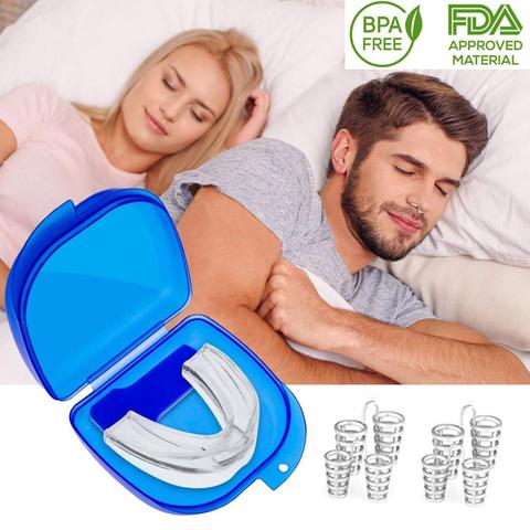 Anti Snoring Devices 4 Snoring Stopper Nasal Dilators-1 Anti Snoring nose clip Mouthpiece Sleep Mouth Guard Snore Stopper Set ► Photo 1/6