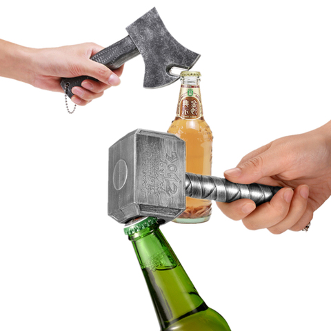 Creative Retro Beer Bottle Openers Multifunction Hammer Of Thor Shaped Beer Corkscrew Long Handle Beer Bottle Opener With Magnet ► Photo 1/6