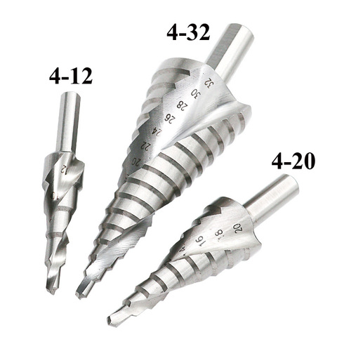 4-12mm 4-20mm 4-32mm  HSS 4241 Steel Step Cone Drill Triangle Shank Silver Spiral Groove Step Drill Reamer Cutter Metric ► Photo 1/6
