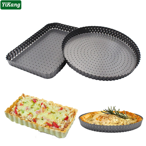 Pizza Pan Premium Perforated Non-Stick Carbon Steel Round Square Fruit Pie Plate Removable Loose Bottom Kitchen Baking Bakeware ► Photo 1/6