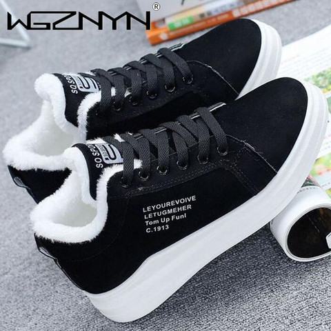 Winter Brand Women Shoes Warm Fur Plush Lady Casual Shoes Lace Up Fashion Sneakers Zapatillas Mujer Platform Snow Boots Mujer ► Photo 1/6