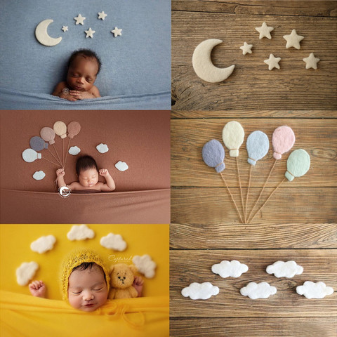 Newborn Photography Props Handmade Wool Felt Star Moon Diy Handmade Baby Jewelry Home Party Decor 5pcs/set ► Photo 1/6