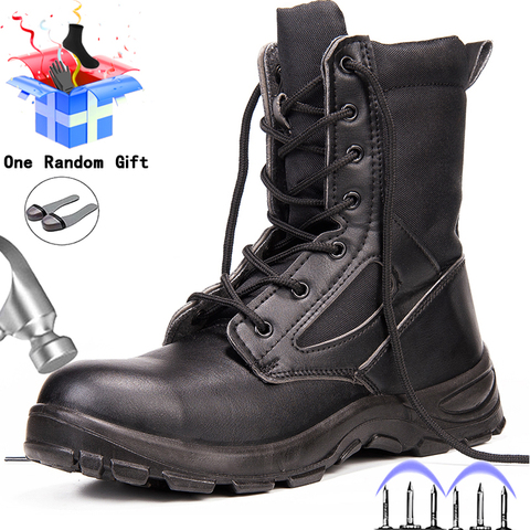 Men's Boots Safety Shoes Men Steel Toe Shoes Winter Boots Men Puncture-Proof Work Shoes Plush Warm Work Safety Boots Male Shoes ► Photo 1/6
